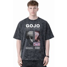 Sevbano Gojo Satoru Jujutsu Kaisen Anime Baskılı Unisex Oversize Yıkamalı Tişört