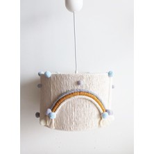 Allians Renkli Gökkuşağı Ponponlu Ekru Makrome Sarkıt Avize Bebek Odası Dekorasyonu