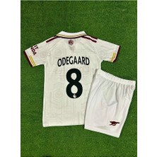 Alaturka Mix Arsenal Yeni Sezon 2025/26 Martin Ødegaard 8 Deplasman Çocuk Forması (Beyaz) 4 Lü Set