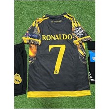 Alaturka Mix Real Madrid C.ronaldo Gold Desenli Özel Konsept Çocuk Forması Çorap Bileklik Hediyeli (Black/gold)