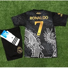 Alaturka Mix Real Madrid C.ronaldo Dragon Özel Konsept Çocuk Forması Çorap Bileklik Hediyeli (Black)