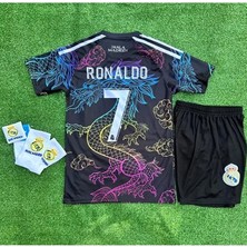 Alaturka Mix Real Madrid C.ronaldo Renkli Dragon Özel Konsept Çocuk Forması Çorap Bileklik Hediyeli