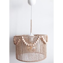 Allians Hasır Ip Sargılı Ahşap Boncuklu Dekoratif Sarkıt Avize