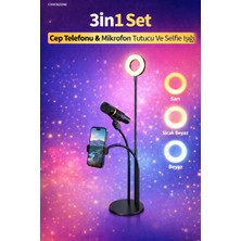 Coverzone 3İn1 Youtube Set Cep Telefonu & Mikrofon Tutucu Ve Selfie Işığı