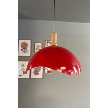 Allians Kırmızı Tekli Avize, Ahşap Fener, Sarkıt Lamba, Restoran ve Salon Aydınlatması