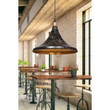 Allians Şık Siyah ve Gold Detaylı Tekli Mika Sarkıt Mutfak ve Ofis Aydınlatması