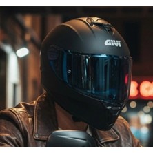 Givi 50.x Mat Siyah Kapalı Motosiklet Kaskı Spectra Mavi Camlı