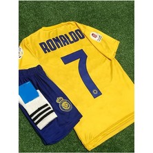 Alaturka Mix A.l N.a.s.s.r F.c C.ronaldo Çocuk Forması Şort Çorap 3'lü Set (Sarı) Spor T-Shirt