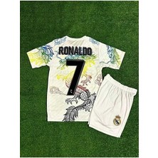 Alaturka Mix Real Madrid Cristiano Ronaldo Ejderha Desenli Çocuk Forması (Beyazyeni) 4'lü Set