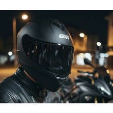 Givi 50.x Mat Siyah Kapalı Motosiklet Kaskı Spectra Siyah Camlı