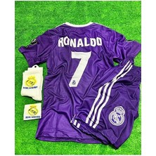 Alaturka Mix Ronaldo Cardif Ligi 2017 Real Madrid Mor Çocuk Futbol Forması 4'lü Set Çorap+Bileklik Hediyelli