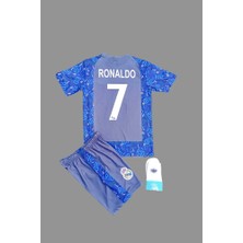 Alaturka Mix Cr7 Cristiano Ronaldo Özel Tasarım R Al M Drid Gri/mavi Çocuk Forması