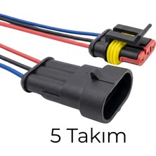 İTHAL Super Seal Konnektör Takım Kablolu - Erkek/dişi (3 Pin) (5 Takım)