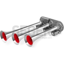 Seger Hnrlishp Üç Borulu 8 Ses Kombinasyonlu 12V Mehter Korna-Krom Borulu