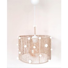 Allians Ekru Ponponlu Hasır Ip Sarkıt Avize, Bebek ve Çocuk Odası Dekoru