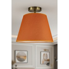 Allians Turuncu Kumaş Dokulu Tekli Piramit Çatı Aydınlatma, Retro Salon Tasarımı