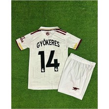 Alaturka Mix Arsenal 2025/26 Yeni Sezon Viktor Gyökeres 14/ Deplasman Çocuk Forması (Beyaz)