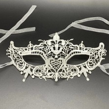 Shopwave Beyaz Renk Dantel Kesim Dantel Işlemeli Balo Parti Maskesi 2 No