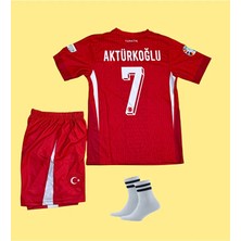Alaturka Mix Türkiye Kerem Aktürkoğlu Kırmızı Milli Takım Çocuk Futbol Forma 3'lü Set Forma+Şort+Çorap