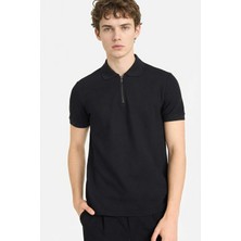 DeFacto %100 Pamuk Regular Fit Fermuarlı Yaka Polo Tişört F9870AX26SP