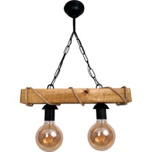 Allians Iki Parçalı Rustik Sarkıt Ahşap Avize, Ofis, Kafe, Otel ve Restoran Için