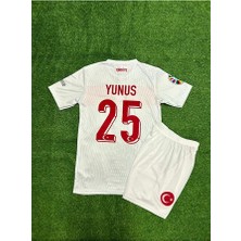 Alaturka Mix Türkiye Milli Takım #25 Yunus Akgün Çocuk Forması Çorap Bileklik Hediyeli Beyaz