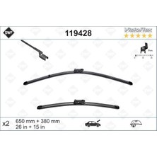 Valeo Hnrlishp Ön Silecek Süpürgesi 650/380MM Muz Tipi Partner Tepe - Berlingo 08 Grande Punto -Linea 08 Fiat 5 00L 12 Fiesta Vi 08 Corsa D 06 Corsa E 14 Aveo 11 Mito 09 Swf