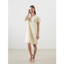 Lc Waikiki Yeni Sezon Bisiklet Yaka Çizgili Hamile Gecelik