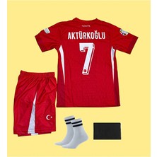 Alaturka Mix Türkiye Kerem Aktürkoğlu Kırmızı Milli Takım Çocuk Futbol Forma 4'lü Set Forma+Şort+Çorap+Bileklik