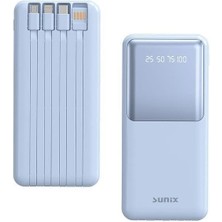 Luxen Glemax 12000 Mah Dijital Göstergeli Dahili Çoklu Kablolu Taşınabilir Powerbank Mavi Pb-49