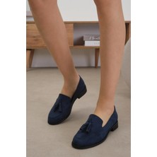 Mio Gusto Iris Lacivert Renk Süet Kadın Oxford Günlük Düz Ayakkabı