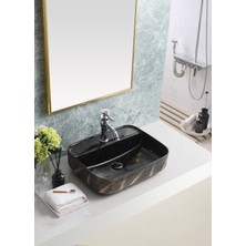 Harmeh Modern Dikdörtgen Tasarım Tezgah Üstü Çanak Lavabo 50X40X13CM