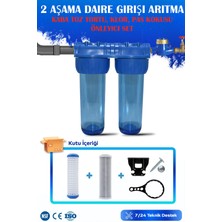 Watermelon 2 Aşama Daire Bina Şebeke Girişi Su Arıtma Cihazı Yıkanabilir-Blok Karbon Filtreli