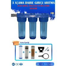 Watermelon 10 Inç 3 Aşama Daire Bina Sayaç Girişi Su Arıtma Cihazı Yıkanabilir-Reçine-Silifoz Filtreli