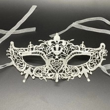 Aylina Mey Ithalat® Beyaz Renk Dantel Kesim Dantel Işlemeli Balo Parti Maskesi 2 No