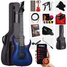 Maxword Grade Blue Rosewood Klavye HH Floyde Rose Elektro Gitar