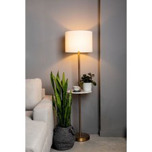 Allians Modern Krem Tepsili Tek Ayaklı Lambader, E27 Şapkalı, Şık ve Zarif Tasarım