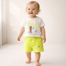 Fancy Kids Antalya Kız Çocuk İkili Takım – Silence Please Baskılı Beyaz T-Shirt Sarı Şort