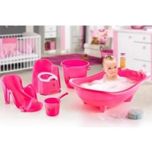 5 Parça Oturaklı Bebek Bakım Yıkama Seti, Pembe Renkli Eğlenceli Set