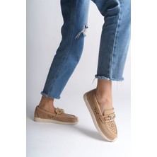 Joy Ayakkabı Lıly Bağcıksız Ortopedik Rahat Taban Çiçek Desenli Kadın Babet Ayakkabı  Ckt - Ten