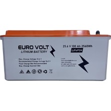 Euro Volt Lityum Battery  25.6 V 100 Ah 2560 Wh Life Po4