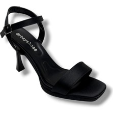 Erbay 600-26 Parlak Saten Tek Bant Orta Topuk Kadın SANDALET(10CM)