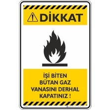 İsg Tabelam 25X35CM/ETIKET/IŞI Biten Bütan Gaz Vanasını Derhal Kapatınız