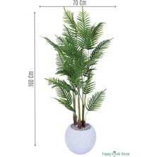 Yapay Çiçek Sitesi 3 Gövdeli Yapay Areka Ağacı 30 Yapraklı 160 cm Bohem Gri Saksıda