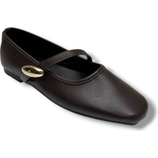 C-Shoes Ceylan Shoes 123-26 Cilt Deri Tokalı Tek Bantlı Anatomik Kadın Babet