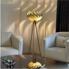 Allians Modern Ahşap Tripod Lambader, Bohem ve Minimalist Köşe Dekoru
