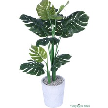 Yapay Çiçek Sitesi Yapay Deve Tabanı Ağacı 130 cm Bohem Gri Saksıda