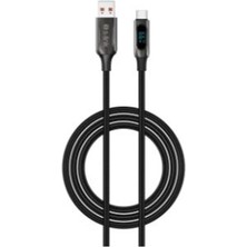 Stylmenplus S-Link Armor LED UC-066 66W 1m USB To Type-C Pd Örgülü LED Başlıklı Siyah Hızlı Şarj Kablosu