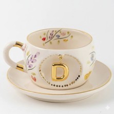 BSK Ceramics Handmade Harfli Bahardalı Çay Fincanı D Harfi