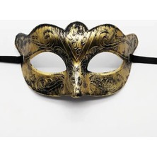 Fantastik Store Altın Renk Eskitme Maskeli Balo Maskesi – Venedik Tarzı Parti Maskesi - Lisinya